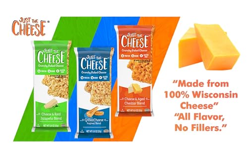 Just the Cheese Cheese Crisps | High Protein Baked Keto Snack | Made with 100% Real Cheese | Gluten Free | Low Carb Lifestyle | VARIETY PACK, 0.8 Ounces (Pack of 12)