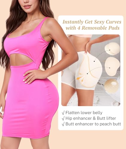 Image of Women Hip Padded Shapewear Booty Lifter Butt Enhancer Removable 4 Thicker Pads Control Panty for Bigger Butt