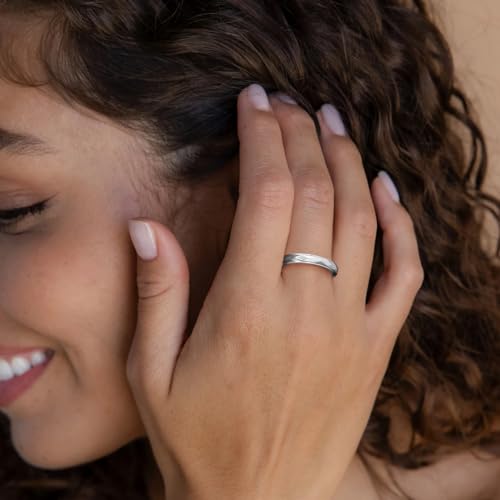 ALEXTINA 3mm Silver Gold Wedding Band for Women Men, Dainty Thin Stacking Rings Non Tranish, Fidget Rings Anxiety Rings Spinner Ring for Stess Relief Size 5-123