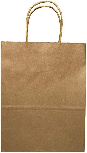 30 Brown Paper Bags Gift Bags, Food Bags with Strong Handles Paper Bags -8.2"x4.3"x10.6"(Lx Wx H)