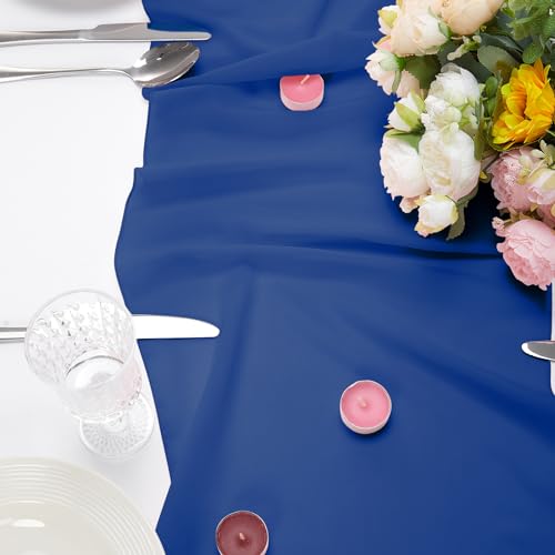 12 Pack Chiffon Table Runner 14x108 Inch Long 9ft Sheer Table Runners for Party Romantic Wedding Bridal Shower Fall Decorations-Royal Blue by Cupuamon - Image 5