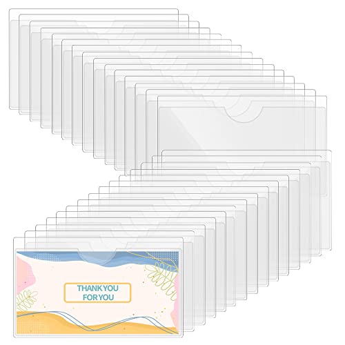 Thinp 30 Pieces Self-Adhesive Index Card Pockets Clear Shelf Tag Label Holders Adhesive Pockets Holder for Organizing and Protecting Labels Index Cards Business Cards Photos (6x10cm)