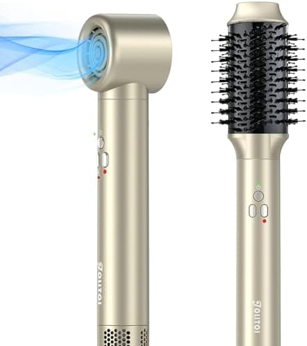 Hair Dryer Brush, Jolitoi 110000 RPM High-Speed Blow Dryer for Fast Drying, Negative Ionic Blow Dryer Brush Anti-frizz, Hot Air Brush Hair Styler for Volumizing, Straightening(Champagne Gold)