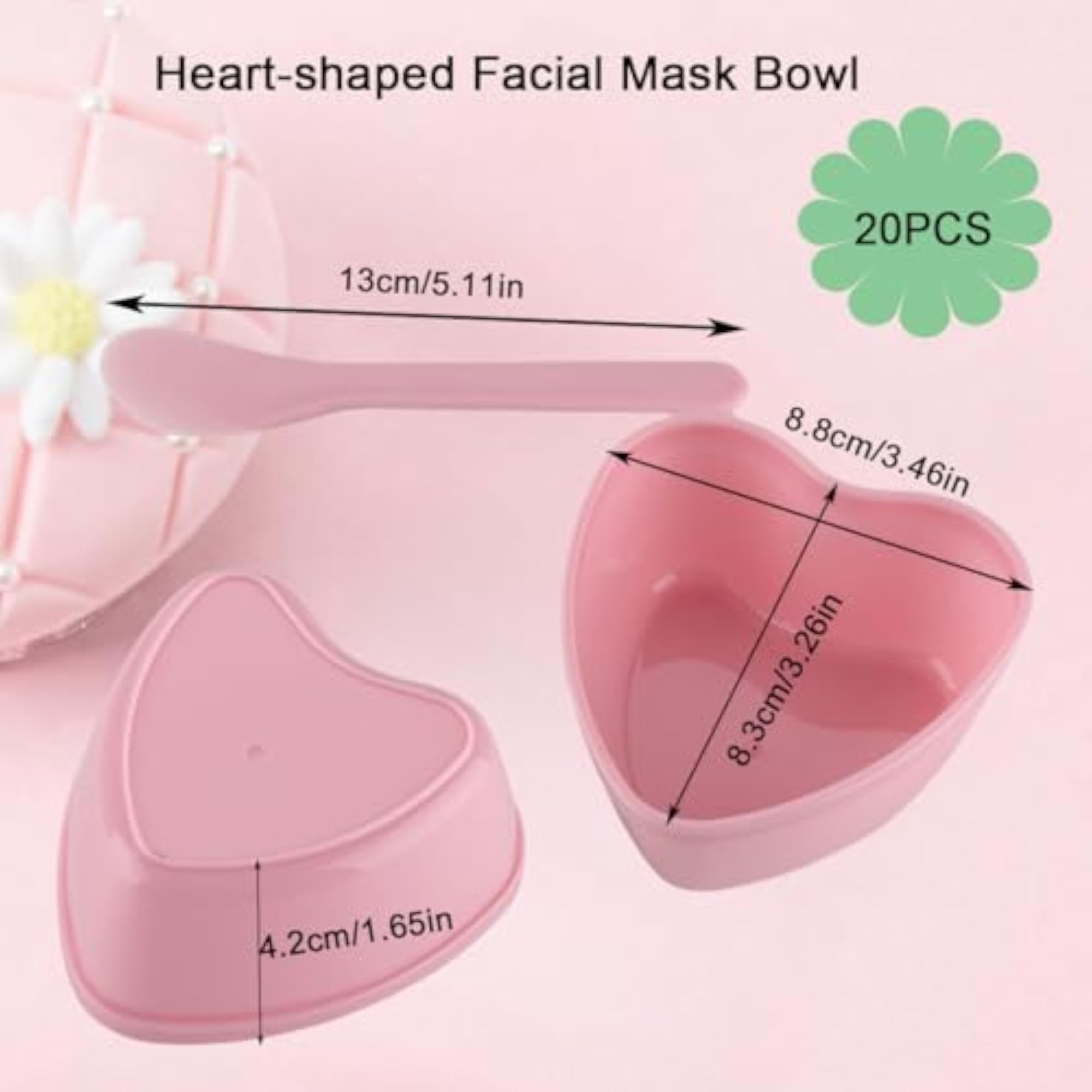 20 Pairs Pink Heart-shaped Plastic Mixing Bowls Set