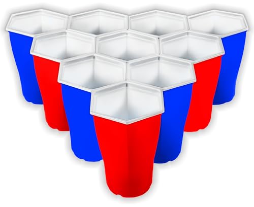 HEXCUP - Reusable Party Pong Cup Set by PartyPong - 22 Reusable Cups, 3 Balls, & Plastic Game Card