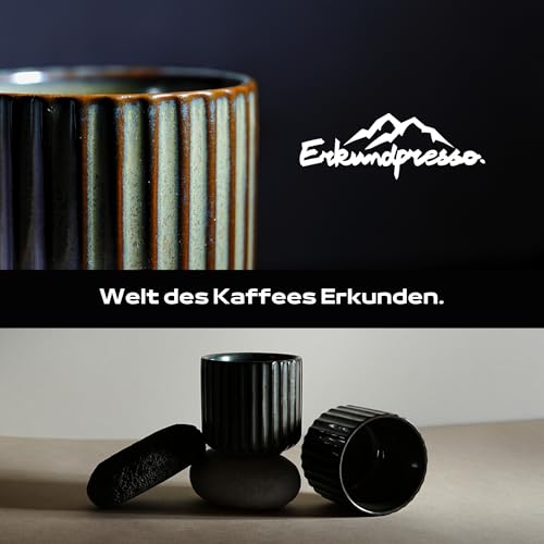 Erkundpresso. Espresso Cup Set 2x180ml, Thick-Walled Handleless Ceramic Cups, Heat-Retaining Scald-Proof - Image 2