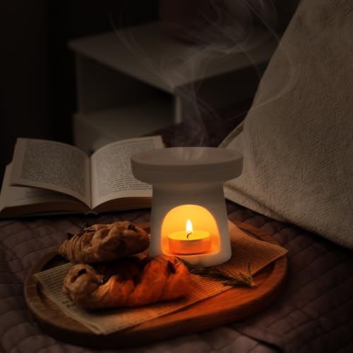 Miniatura 4 de Bighan Quemador De Cera Para Derretir, Calentador De Cera Surtido, Quemador De Cera, Quemador De Aceite De Cerámica, Soporte Para Aromaterapia, Difusor Perfumado, Decoración Del Hogar, Dormitorio