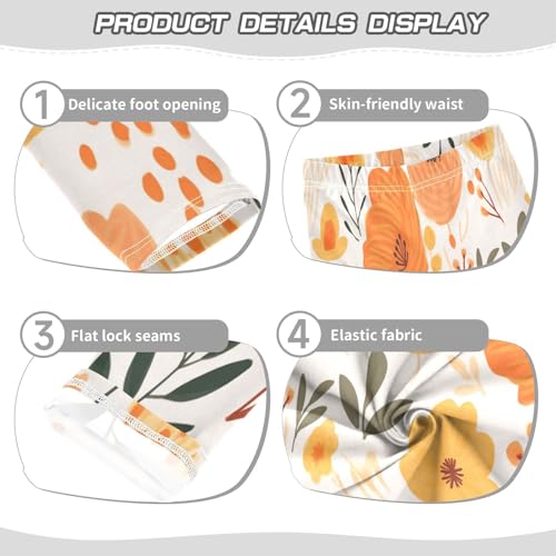 Bolaz Toddler Girls Leggings Printed Yoga Pants Leggings Orange Yellow Flower for Kids3