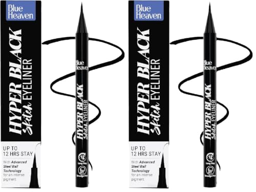 Image of Blue Heaven Hyper Black Sketch Eyeliner Pen| Upto 12hr Stay with Matte Finish | Waterproof & Smudge Proof | One Stroke Easy Application | With Advanced Steel Ball Technology (Pack of 2)