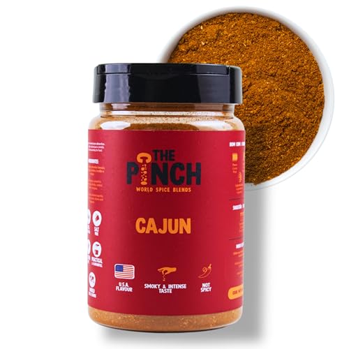 THE PINCH Cajun Barbacoa Saludable con Sazonador 100% Naturales y sin sal. Fácil de usar, sazona: Alitas de Pollo, Hamburguesas y Veggie Burgers al Estilo Luisiana. EasyPack 300g