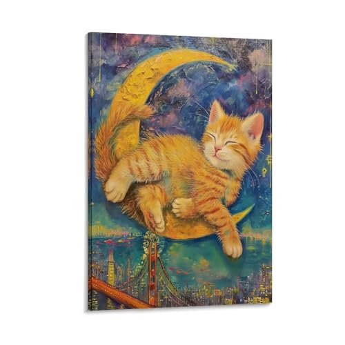 Impression sur toile chat mignon et affiche décoration murale salon 40x60cm