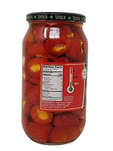 Tassos Papandoro Peppers Stuffed With Cream Cheese & Jalapeno 34.24 Oz #TOP1
