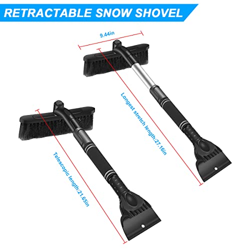 26'' Snow Brush And Ice Scraper, Detachable Extendable Rotatable Snow Removal For Car Windshield, With Comfortable Foam Grip Aluminum Body, Auto Winter Tools Universal For Truck, Suv, Van (Black) #TOP1