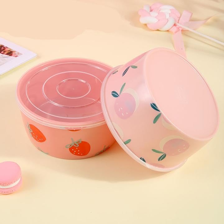 3 Pack Fruit Stroage Boxes Snack Containers Strawberry Bento Lunch Box with Transparent Lids, Reusable Meal Prep Food Storage Containers