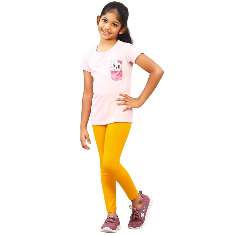 Image of ZION Leggings for Girls - Cotton Regular Fit Ankle Length | Soft & Comfortable | Perfect for Every Occasion - School, Play & Beyond | Multiple Sizes & Colors
