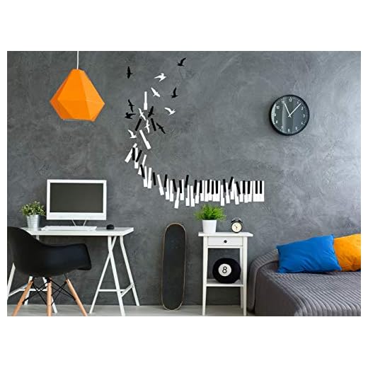 Vinilo Decorativo para Pared Teclas Piano | Varias Medidas 120x129cm | Pegatina Adhesiva Decorativa