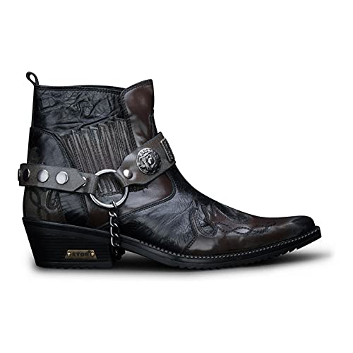 Mens Leather Cowboy Riding Ankle Boots Croc Cuban Biker Dancing Winklepickers Western