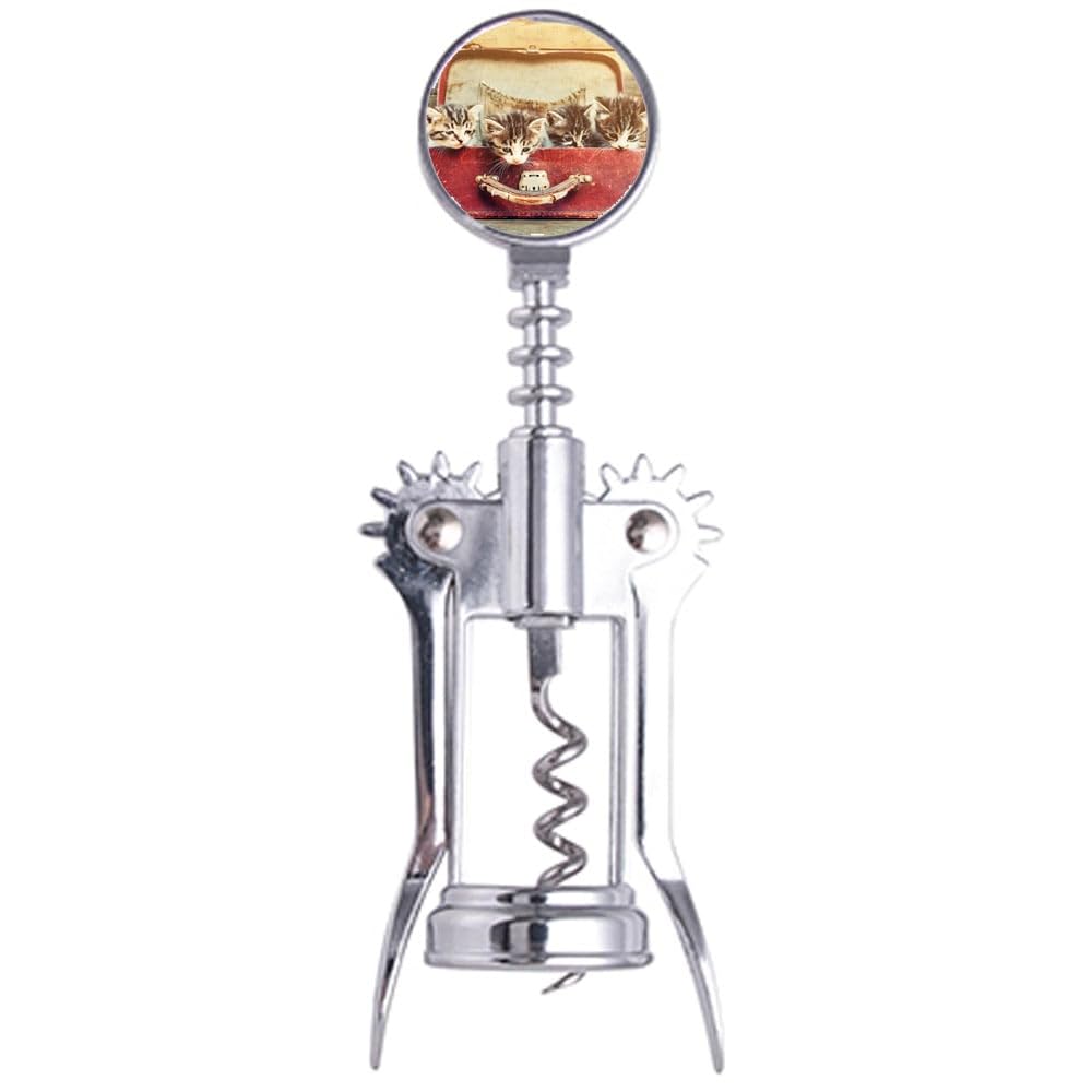 Cavatappi metallico personalizzato con le tue foto – Apribottiglie a leve classico con stampa di 2 immagini – Idea regalo originale per appassionati di vino