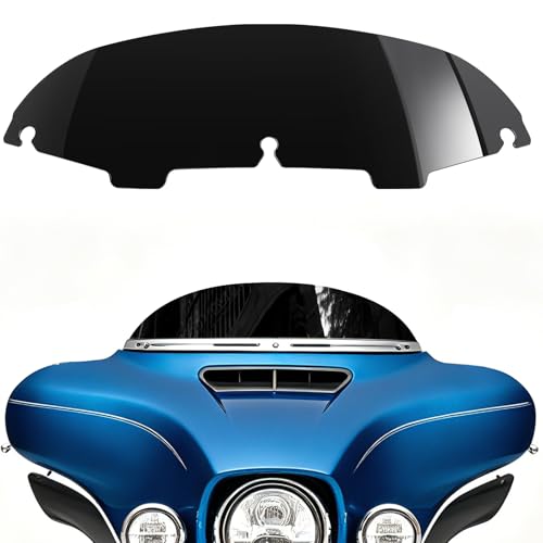 Image of DREAMIZER Wave Windshield Windscreen,Specific Fit Motorcycle Windshield, PC Wind Deflector Compatible with Harley Touring Electra Street Tri Glide 1996-2013 (Black 4inch)
