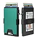 Minimalist Mens Card Holder Wallet, RFID Blocking Slim Smart Pop Up Aluminum Wallet,Holds 12+ Cards,Expandable Compact Plate,Cash Strap/Money Clip (Forest Green)