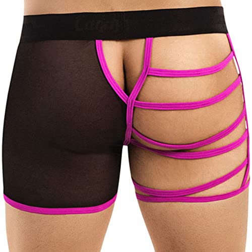 Evankin Men Sexy Boxer Briefs Hollow Out Breathable Underwear Stretch Ice Silk Fiber See Through Lingerie(Green) #TOP2