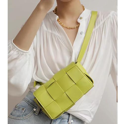 Image of Mini Woven Lether Purse Crossbody, Waist Pack Bag with Adjustable Belt, Fanny Packs Purse, Shoulder Handbags (Black)