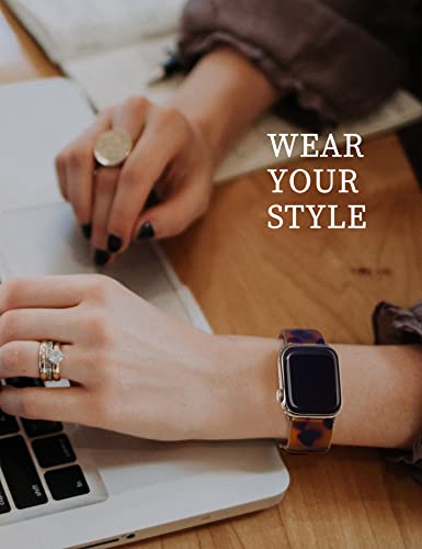 Luroza Cute Resin Watch Band Compatible With Apple Watch Band 38Mm 40Mm 41Mm 42Mm 44Mm 45Mm 49Mm Tortoise Shell Watch Band Bracelet With Adjustable Links Stainless Steel Buckle For Caramel Pink Iwatch Band Series Se Series 8 7 Ultra 6 5 4 3 2 1 For Women #TOP5