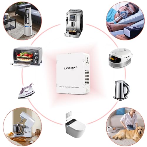 Image of LVYUAN 800W Step Up Transformer 110 /120V to 220 /240V | resettable circuit breaker, compatible EU & Asian appliances for US & Canada use, pure copper toroidal coil, 3-year warranty