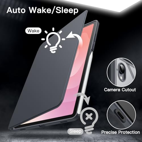 Image of JETech 360 Rotating Case for Samsung Galaxy Tab S11, Grey | Multi-Angle Stand Cover, Clear Back Design, Auto Wake /Sleep, S Pen Holder, Full Protection