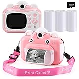 Barchrons Instant Print Digital Kids Camera 1080P Rechargeable Kids Camera for Girls Video Camera with 32G SD Card for 3-12 Years Old Girls Boys Children's Day