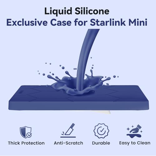 Image of Starlink Mini Protective Cover Case, Hailproof Liquid Silicone Protective Case for Starlink Mini Dish, Starlink Minis Accessories Waterproof Shockproof Portable for Outdoor Camping, Navy Blue