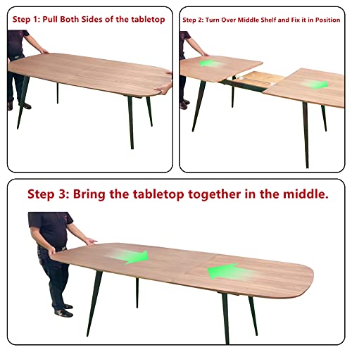 Lyuhome Extendable Dining Table, Mid Century Modern Kitchen Dinner Table Oval Wood Table, Dining Room Table For 4 6 8 With Metal Legs For Kitchern And Living Room (Walnut) #TOP5