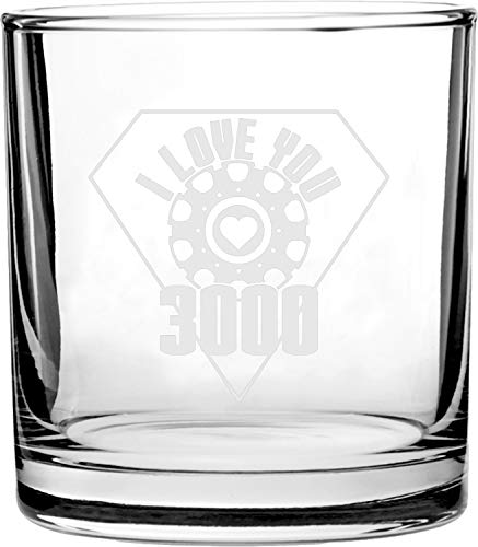 I Love You 3000 Metal Heart Reactor Film Parody - 3D Laser Engraved Scotch Whiskey Glass 10.5 oz