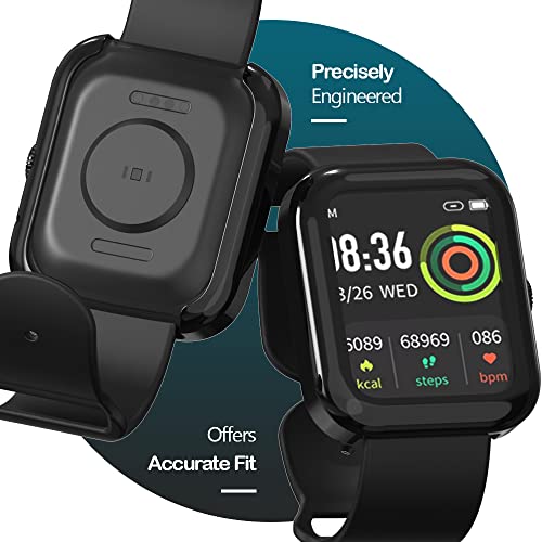 Image of Sounce Protective Case Cover Compatible Noise Color Fit Pulse Grand /Noise ColorFit Caliber Overall Protective Case TPU HD Clear Ultra-Thin Cover with Unbreakable Screen Guard - Black