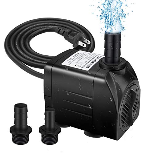 WAYDA 200GPH Submersible Water Pump 15W Ultra Quiet Fountain Water Pump with 2 Nozzles,Perfect for F WAYDA 200GPH Submersible Water Pump 15W Ultra Quiet Fountain Water Pump with 2 Nozzles,Perfect for F