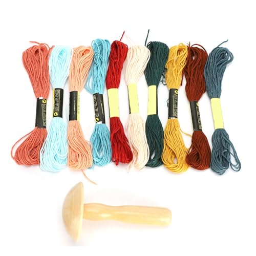Kit de suministros para zurcido Yosoo: hongo de madera para zurcir y 10 hilos de algodón en colores variados para calcetines, suéteres y reparación DIY miniatura 5