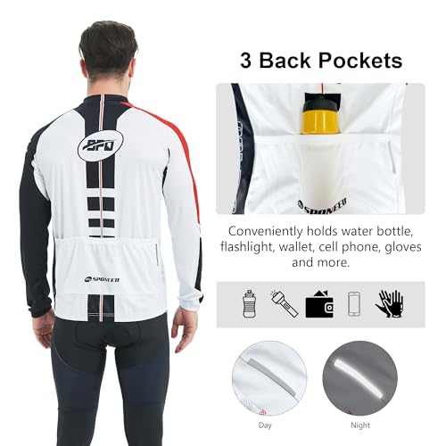 sponeed Men's Suit for Cycling Long Sleeve Jacket Road Bike Clothing Biking Clothes Outfit US XXL White