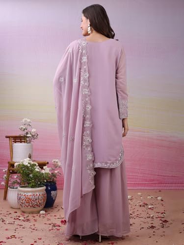 Image of Women's Embroidered Kurta Palazzo Set with Dupatta,Ethnic Suit, for Festive