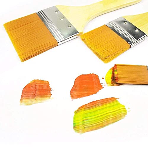 Image of Kreative Kraft 4-Piece Flat Utility Paint Brush Set - Wooden Handle Brushes for Acrylic & Oil Painting