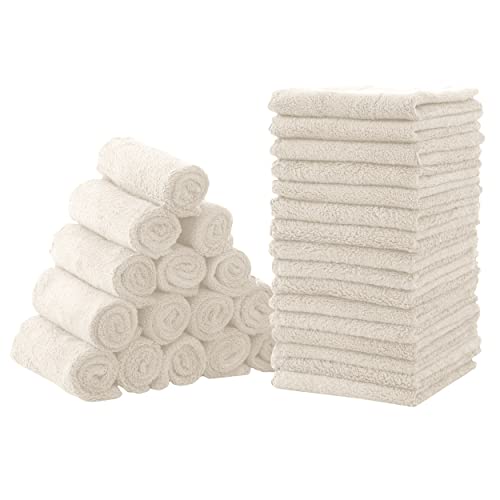 Image of CORAL DOCK Baby Washcloths, Newborn Essentials Super Absorbent Baby Wipes, Gentle on Sensitive Skin for New Born Face, Baby Registry as Shower for Girls and Boys, Cream, 9x9 Inch (Pack of 32)