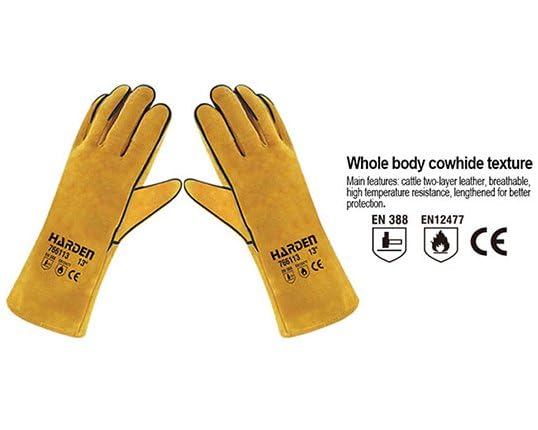 Edward Tools Pro Leather Welding Gloves 13” - Large Heat/Fire Resistant Gloves for BBQ, Grilling, Welding - Cowsplit leather with Fine Stitching - Wear Resistant Liner - Long for Arm Protection