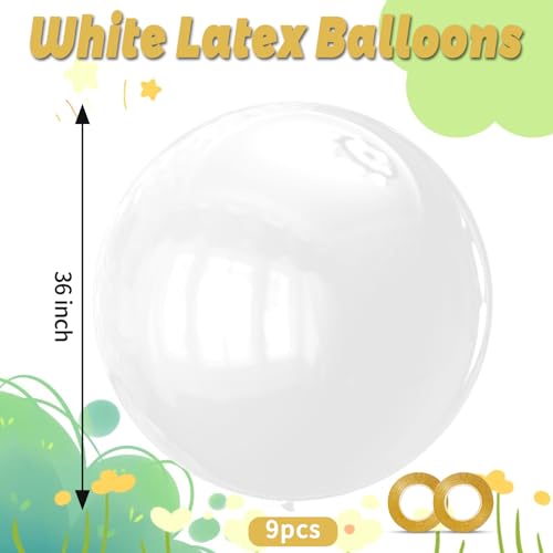 Image of White Balloons 9pcs 36 Inch Extra Large Big Jumbo Giant Matte White Latex Helium Balloons for Wedding Bridal Graduation Engagement Baby Shower Birthday Party Decorations