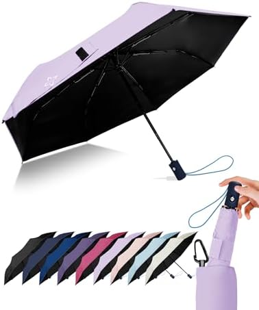 LILAC Reise-Regenschirm, 110 cm Klappschirm, windfest & robust | Für Regen & Sonne: wasserdichter Regenschirm mit UPF 100+ UV-Schutz, windfester Rahmen, leicht, kompakt & reisetaug