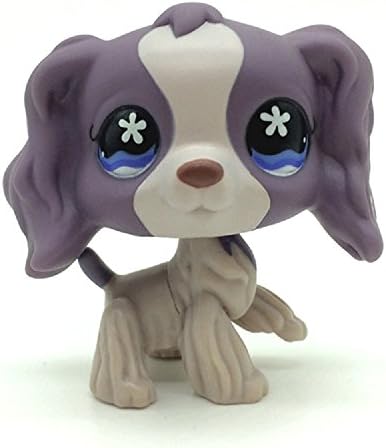 Littlest Pet Shop Collection LPS Figure #748 White Dipped Ears Cocker DogRare Littlest Pet Shop #672 Purple Cocker Spaniel Dog Puppy Flower Eyes