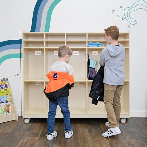 Image of Children's Factory Mobile 10-Section Locker, Classroom Storage and Organizational Locker, Coat Hooks, Nametags, Storage Cubbies, Toddler Preschool & Nursery Organization Furniture, Assembly Required