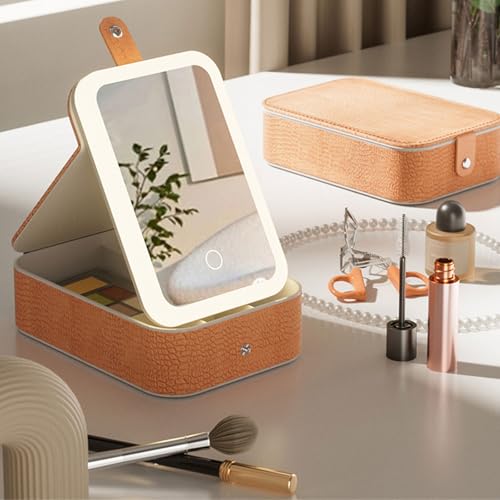 Boîte de rangement à bijoux LED à luminosité réglable et grands compartiments - 5