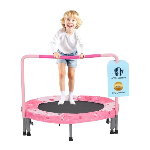 VEVOR Mini Trampoline Pliable pour Enfant, 955 x 750 mm, Fitness rebounder pour Tout-Petits avec poignée, Cadeau d'anniversaire pour Enfants de 3 Ans et Plus,...