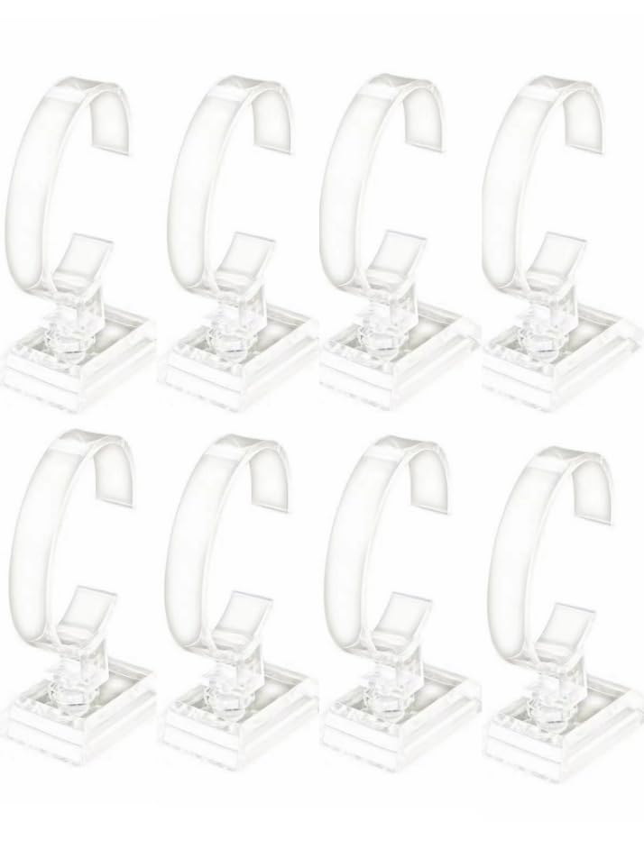 B&NN 8 Pack Clear Plastic Watch Display Stand (women watch stands)