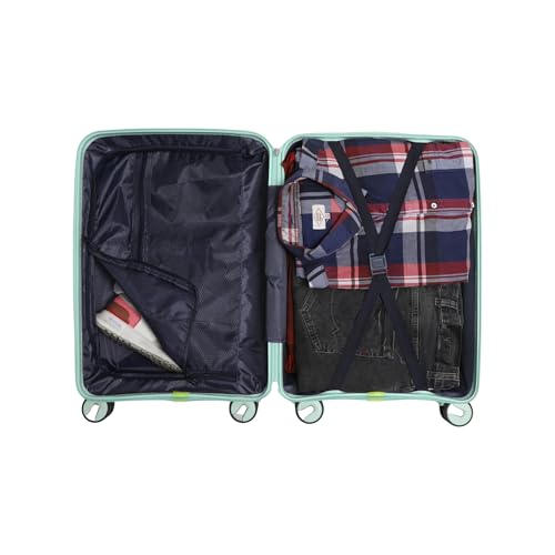 Image of Small Cabin 55 Cm Hard Sided Spinners, Expandable Travel & Luggage Bags Trolley Bag (Green)