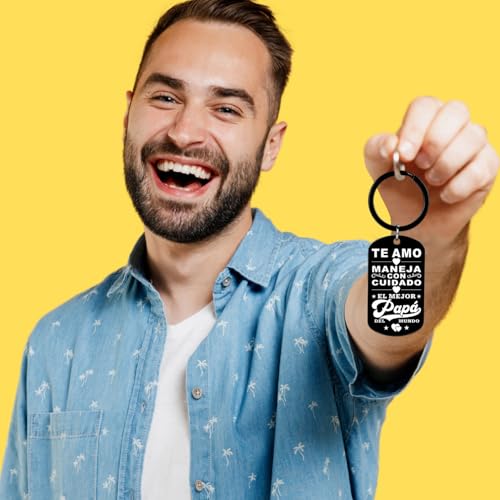 Image of Dad Gifts for Fathers Day - Regalos Para el Dia del Padre, Valentines Day Gifts for Dad Men, 2026 Spanish Mexico I LOVE YOU, DRIVE SLOW, BEST DAD IN THE WORLD Keychain Regalos para Papa Hombre